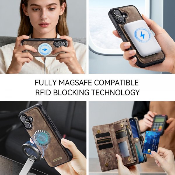CaseMe iPhone 17 -kotelo 008-sarja, irrotettava kuori, ruskea