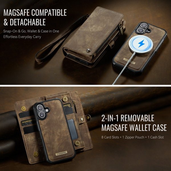 CaseMe iPhone 17 -kotelo 008-sarja, irrotettava kuori, ruskea