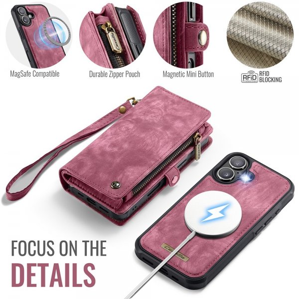 CaseMe iPhone 17 -kotelo 008-sarja, irrotettava kuori, punainen