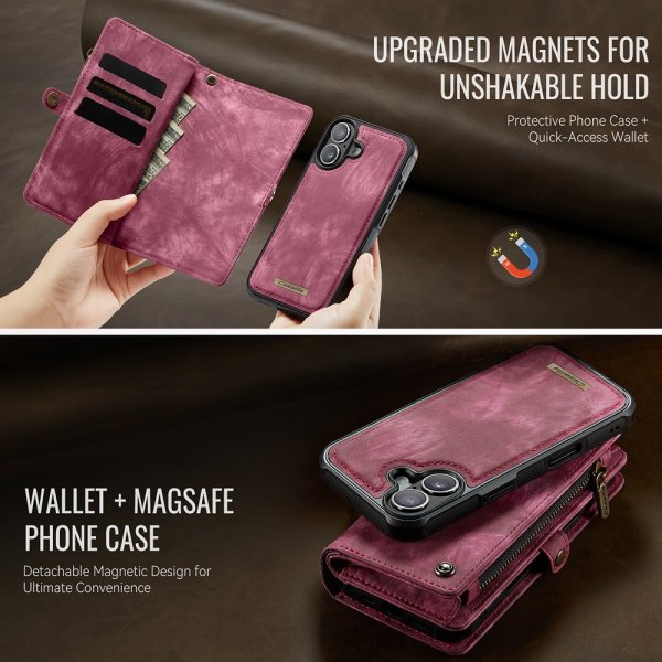 CaseMe iPhone 17 -kotelo 008-sarja, irrotettava kuori, punainen