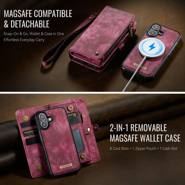 CaseMe iPhone 17 -kotelo 008-sarja, irrotettava kuori, punainen