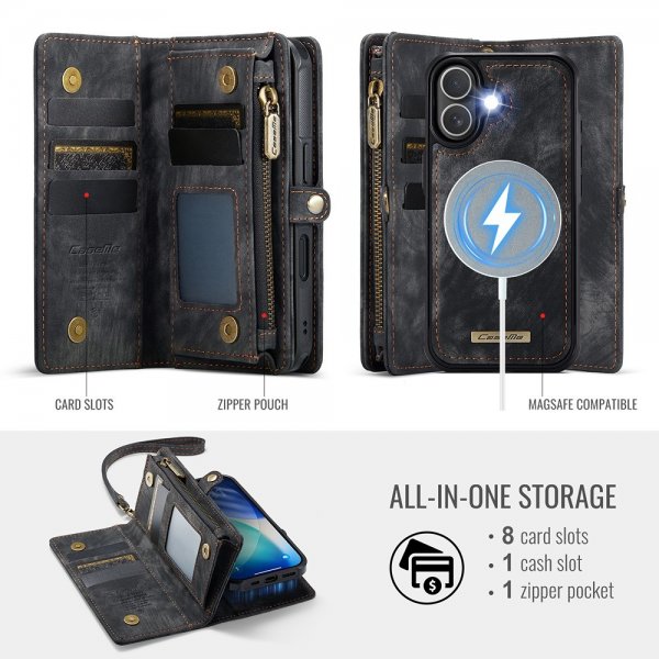 CaseMe iPhone 17 -kotelo 008 Series Irrotettava kuori Musta