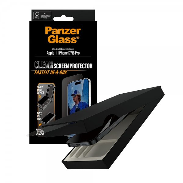 PanzerGlass iPhone 17/iPhone 16 Pro Näytönsuoja Ultra-Wide Fit Clear Fastfit