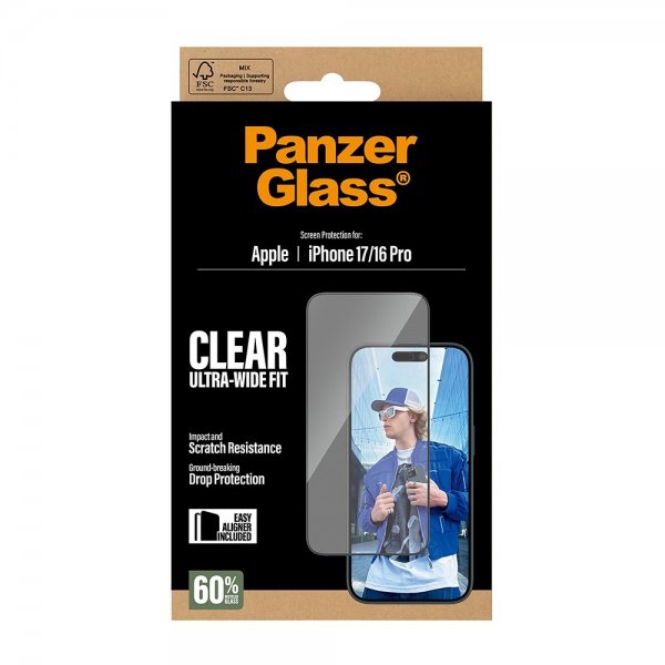 PanzerGlass iPhone 17/iPhone 16 Pro näytönsuoja Ultra-Wide Fit EasyAligner