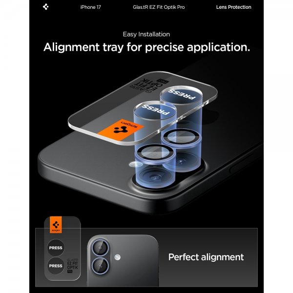 Spigen iPhone 17 Kameransuojaus GLAS.tR EZ Fit Optik Pro 2-pakkaus Sininen