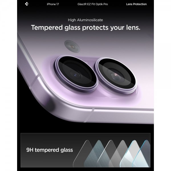 Spigen iPhone 17 Kameran suojaus GLAS.tR EZ Fit Optic Pro 2-pakkaus Violetti