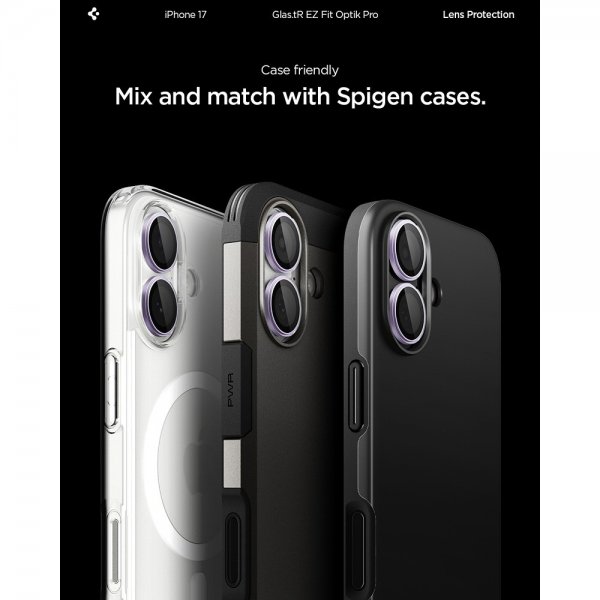 Spigen iPhone 17 Kameran suojaus GLAS.tR EZ Fit Optic Pro 2-pakkaus Violetti