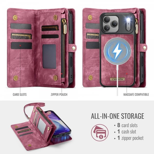 CaseMe iPhone 17 Pro -suojakuori 008 Series, irrotettava suojakuori, punainen