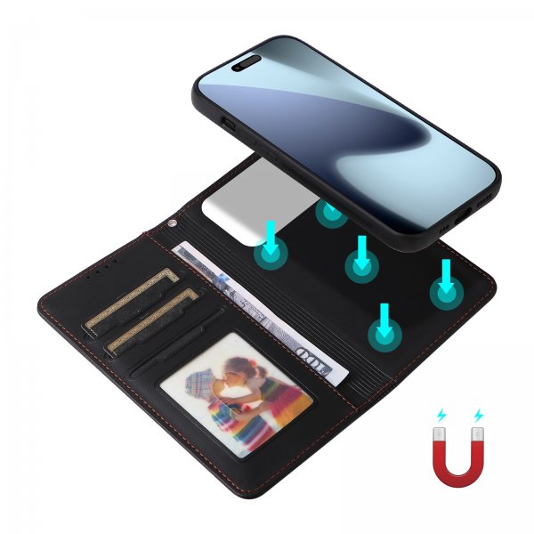 Betopnice iPhone 17 Pro -kotelo irrotettavalla kuorella 005 Musta