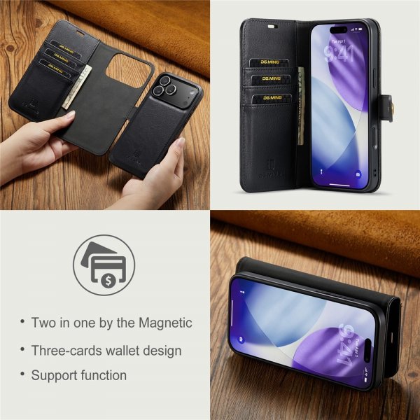 Dg.Ming iPhone 17 Pro -kotelo irrotettavalla kuorella, musta