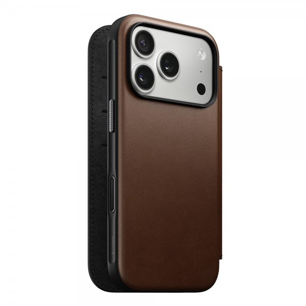 Nomad iPhone 17 Pro Modern Leather Folio -kotelo, ruskea