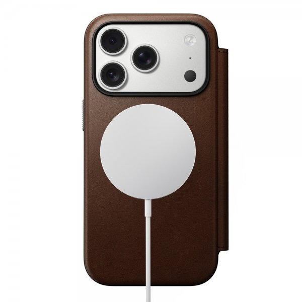 Nomad iPhone 17 Pro Modern Leather Folio -kotelo, ruskea