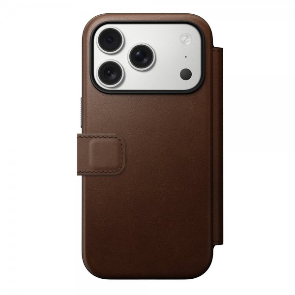 Nomad iPhone 17 Pro Modern Leather Folio -kotelo, ruskea