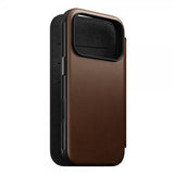 Nomad iPhone 17 Pro Modern Leather Folio -kotelo, ruskea