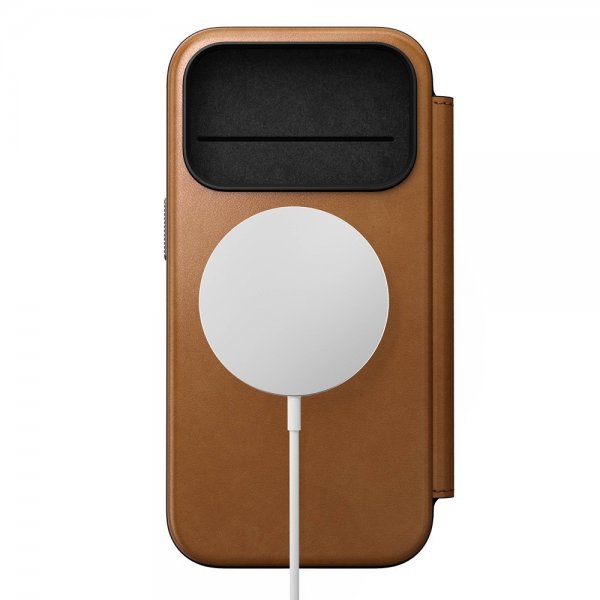 Nomad iPhone 17 Pro Modern Leather Folio -suojakotelo, English Tan