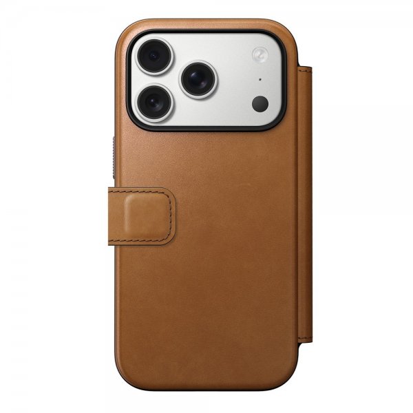 Nomad iPhone 17 Pro Modern Leather Folio -suojakotelo, English Tan