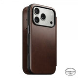 Nomad iPhone 17 Pro Modern Leather Folio -suojakotelo, Horween Rustic Brown