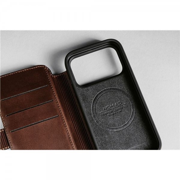 Nomad iPhone 17 Pro Modern Leather Folio -suojakotelo, Horween Rustic Brown