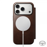 Nomad iPhone 17 Pro Modern Leather Folio -suojakotelo, Horween Rustic Brown