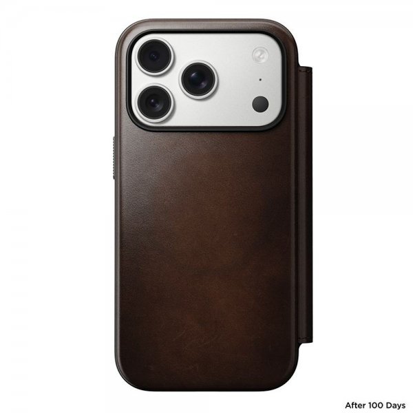 Nomad iPhone 17 Pro Modern Leather Folio -suojakotelo, Horween Rustic Brown