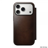Nomad iPhone 17 Pro Modern Leather Folio -suojakotelo, Horween Rustic Brown