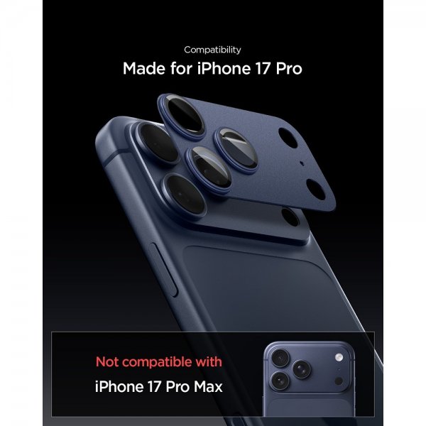 Spigen iPhone 17 Pro kameransuojaus Glas.tR EZ Fit Optik Pro XL Sininen