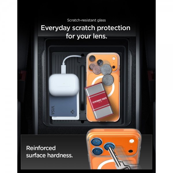 Spigen iPhone 17 Pro kameran suojalasi Glas.tR EZ Fit Optik Pro XL Oranssi