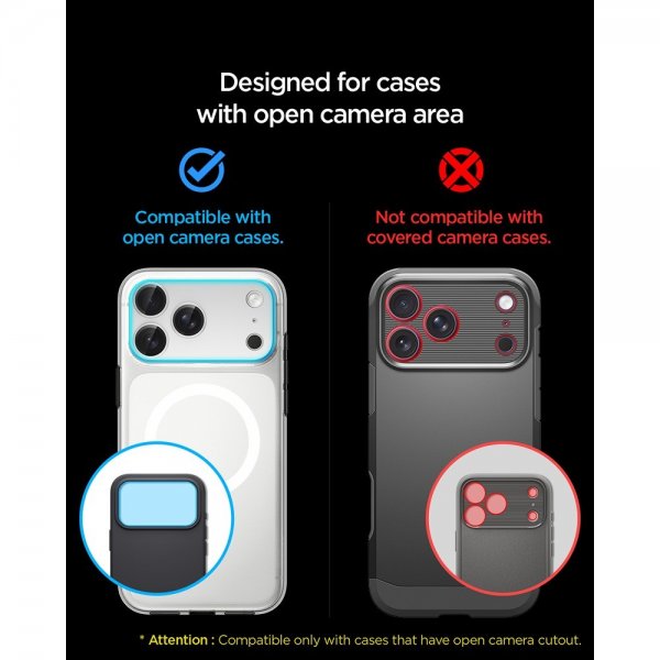 Spigen iPhone 17 Pro kameran suojalasi Glas.tR EZ Fit Optik Pro XL Silver