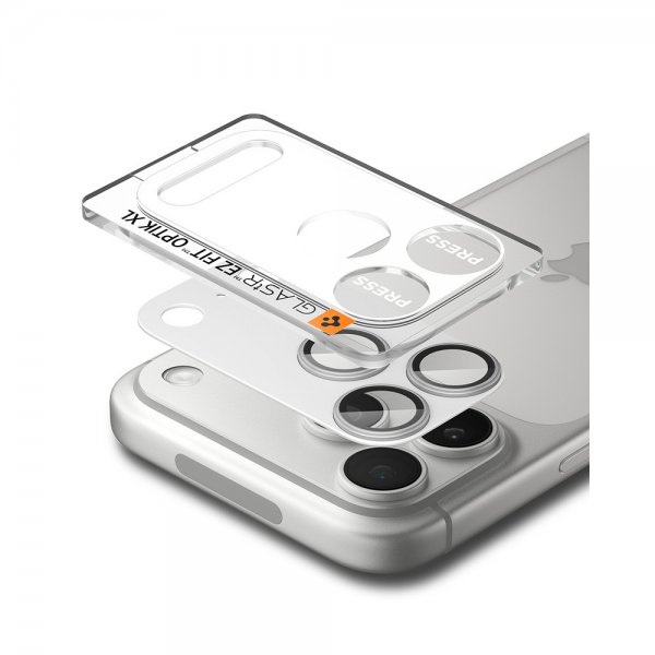 Spigen iPhone 17 Pro kameran suojalasi Glas.tR EZ Fit Optik Pro XL Silver