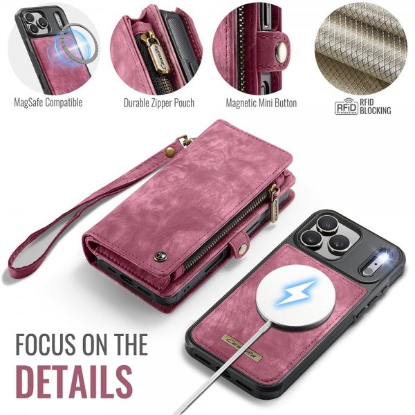CaseMe iPhone 17 Pro Max -suojakotelo, 008 Series, irrotettava kuori, punainen