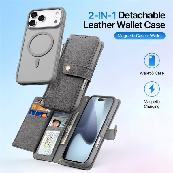 Dux Ducis iPhone 17 Pro Max -kotelo 2-in-1 Lawa Series MagSafe harmaa