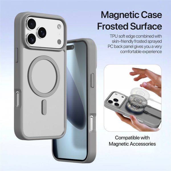 Dux Ducis iPhone 17 Pro Max -kotelo 2-in-1 Lawa Series MagSafe harmaa