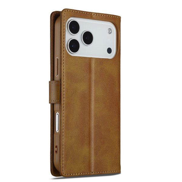 Lc.Imeeke iPhone 17 Pro Max -kotelo korttipaikalla ja jalustatoiminnolla, vaaleanruskea