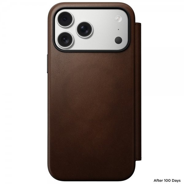 Nomad iPhone 17 Pro Max -kotelo, Modern Leather Folio, ruskea