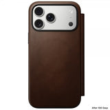 Nomad iPhone 17 Pro Max -kotelo, Modern Leather Folio, ruskea