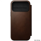 Nomad iPhone 17 Pro Max -kotelo, Modern Leather Folio, ruskea