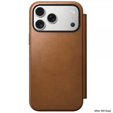 Nomad iPhone 17 Pro Max -suojakotelo, Modern Leather Folio, English Tan
