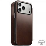 Nomad iPhone 17 Pro Max -suojakotelo, Modern Leather Folio, Horween Rustic Brown