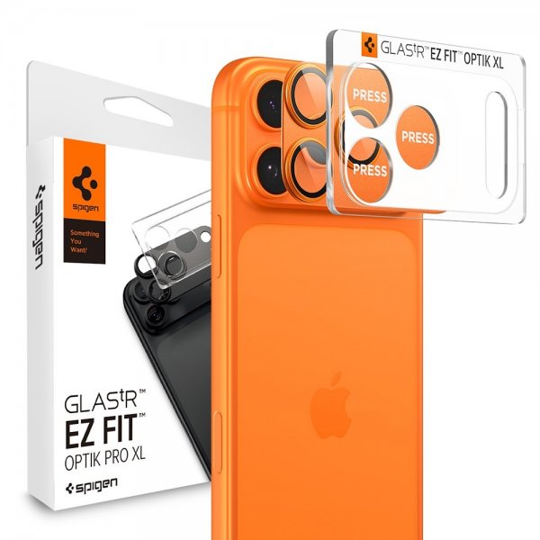 Spigen iPhone 17 Pro Max Kamerasuojalasi Glas.tR EZ Fit Optik Pro XL Oranssi