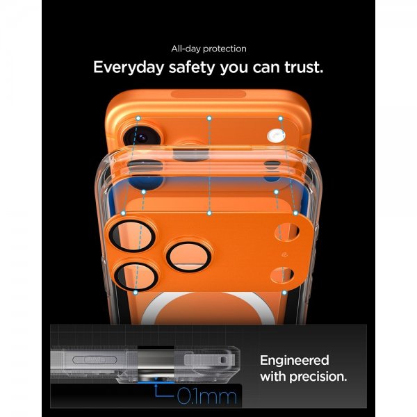 Spigen iPhone 17 Pro Max Kamerasuojalasi Glas.tR EZ Fit Optik Pro XL Oranssi