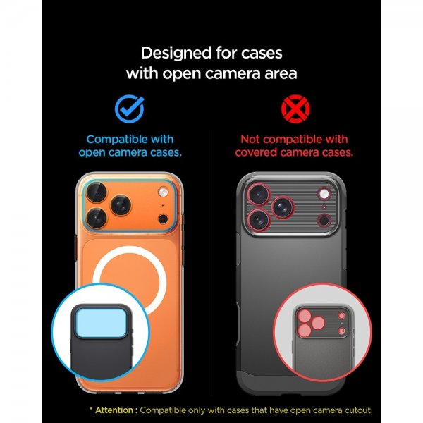 Spigen iPhone 17 Pro Max Kamerasuojalasi Glas.tR EZ Fit Optik Pro XL Oranssi