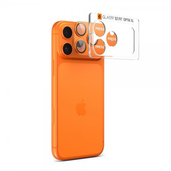 Spigen iPhone 17 Pro Max Kamerasuojalasi Glas.tR EZ Fit Optik Pro XL Oranssi