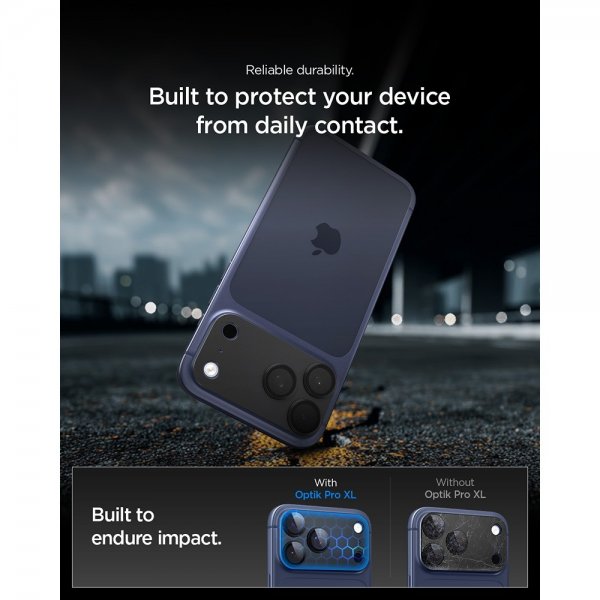 Spigen iPhone 17 Pro Max Kamerasuojalasi Glas.tR EZ Fit Optik Pro XL Musta