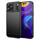 iPhone 17 Pro Max Kuori Harjattu hiilikuitukuvioitu Musta