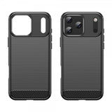 iPhone 17 Pro Max Kuori Harjattu hiilikuitukuvioitu Musta