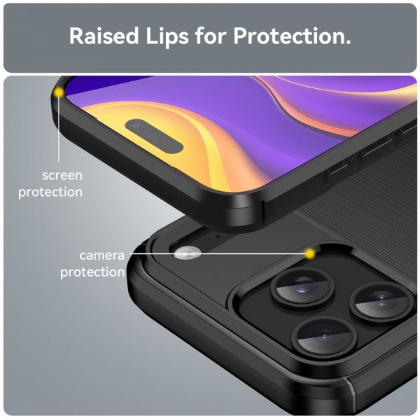 iPhone 17 Pro Max Kuori Harjattu hiilikuitukuvioitu Musta