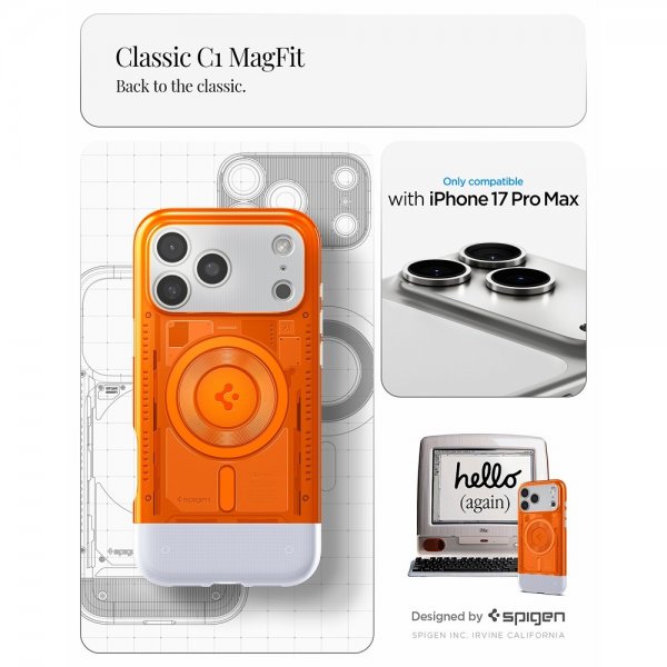Spigen iPhone 17 Pro Max Kuori Classic C1 MagFit Tangerine
