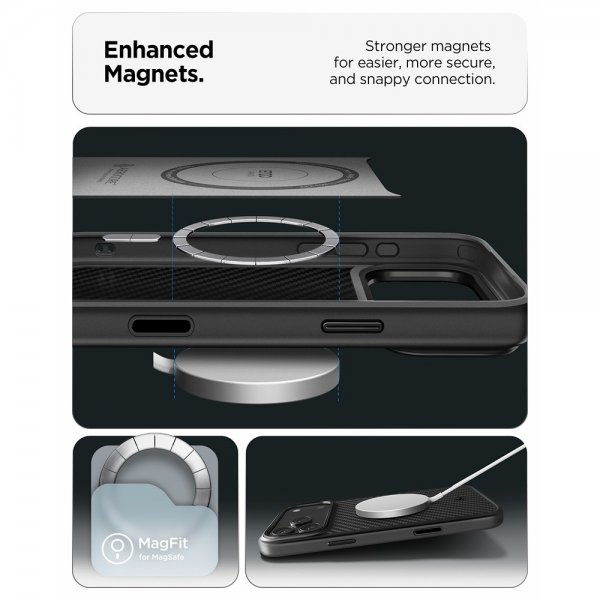 Spigen iPhone 17 Pro Max -kuori Enzo Aramid T MagFit, musta