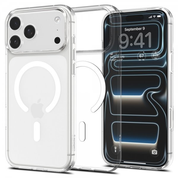 Spigen iPhone 17 Pro Max -kuori Liquid Crystal MagFit Clear White