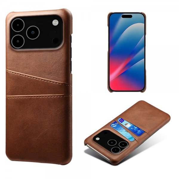 iPhone 17 Pro Max -kuori kahdella korttipaikalla, tummanruskea